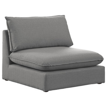 Mackenzie Linen Textured Fabric Upholstered Armless Chair, Grey
