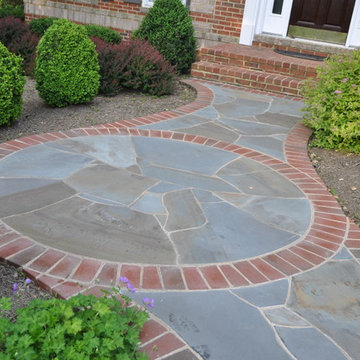 Stone Walkway With Brick Border