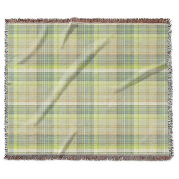"Madras Plaid in Yellow and Green" Woven Blanket 60"x50"