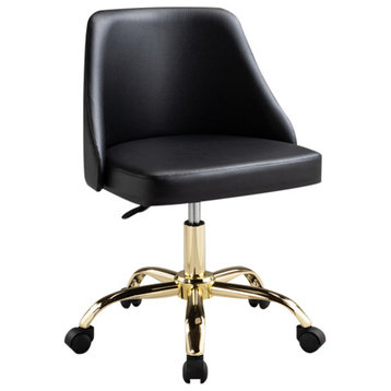 Contemporary Task Chair With Golden Base, Black