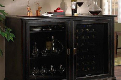 Siena Mezzo Hand-Crafted Wine Credenza (Nero) with 2 Wine Refrigerators