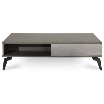 Sybil Italian Modern Faux Concrete and Gray Coffee Table