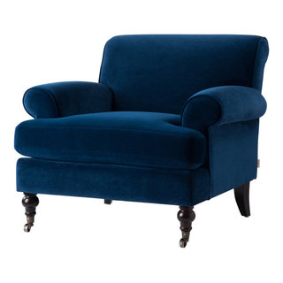 Lawson Accent Arm Chair With Casters, Navy Blue Velvet - Traditional -  Armchairs And Accent Chairs - by Homesquare | Houzz