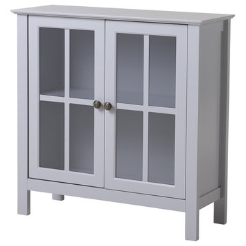 Os Home And Office Dark Gray Glass Door Accent And Display Cabinet