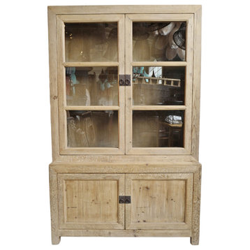 Reclaimed Raw Elm Glass Cabinet