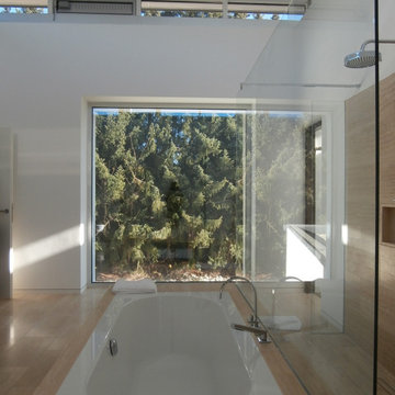 Walk-In-Dusche mit Glas-Wand.