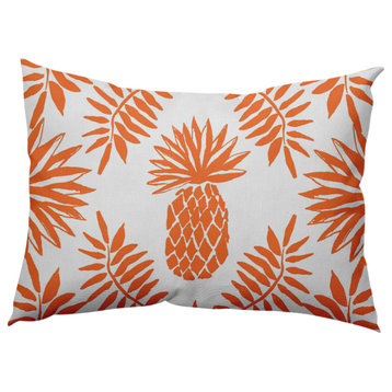 Pineapple Leaves Decorative Throw Pillow, Orange, 14"x20"