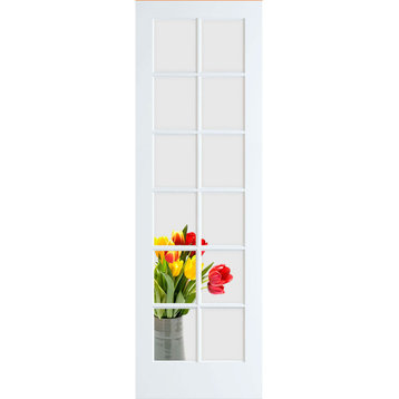 12-Lite Clear Glass French Door Primed, 24"x96"x1.375"