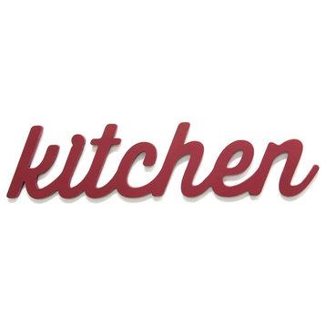 Red Kitchen Wood Word Decor