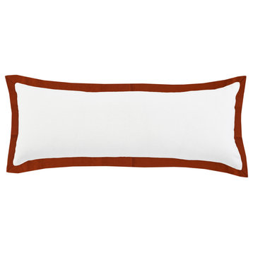 Ox Bay Handwoven White/Brown Bordered Organic Cotton Pillow Cover, 14"x36"