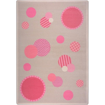 Joy Carpets Playful Patterns, Children'S Area Rug, Baby Dots, 5'4"X7'8", Pink