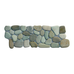 CNK Tile - Sea green pebble tile border &ndash; hand-sorted stone, mesh backing - Accent Trim And Border Tile