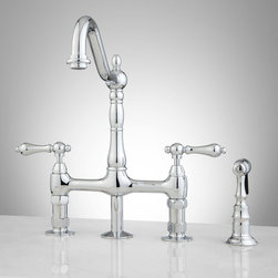 Bellevue Bridge Kitchen Faucet with Brass Sprayer - Lever Handles - Kitchen Faucets