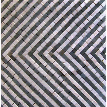 Zentangle Black and White Stripes, Mosaic, 12"x12"