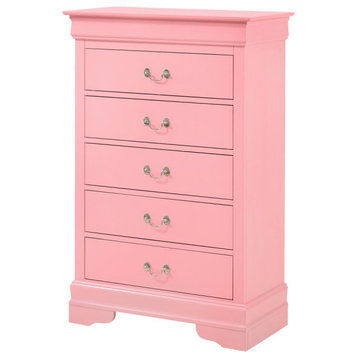 Louis Phillipe II Pink 5 Drawer Chest of Drawers (31 in L. X 16 in W. X 48...