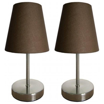 All The Rages LT2013-BWN-2PK Simple Designs Sand Nickel Mini Basic Table Lamp