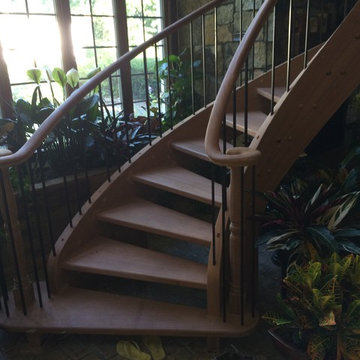 Mahagony Stairs with Metal Balusters