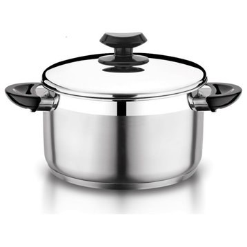 YBM Home 18/10 Stainless Steel Stock Pot, Induction Compatible, Black, 13 Quart