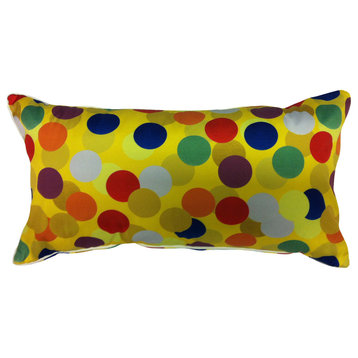 Coastal Colorful Dots Lumbar Indoor And Outdoor Pillow, Multi Color