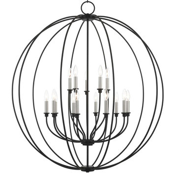 Livex Lighting 46690 Milania 15 Light 42"W Candle Style Globe - Black with