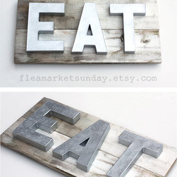 Flea Market Sunday - EAT Sign on Reclaimed Wood - Novelty Signs