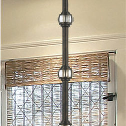 Hampton Collection 1-Light 5" English Bronze Pendant with Golden Teak Hand Cut C - Pendant Lighting