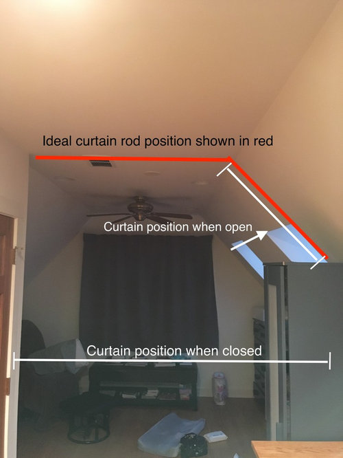 Hanging A Curtain Room Divider For Angled A Frame Ceiling Houzz