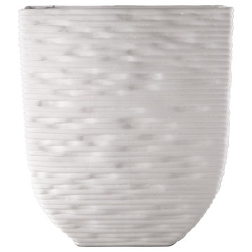 Ceramic Vase with Seamless Pattern Design Body Matte White Finish