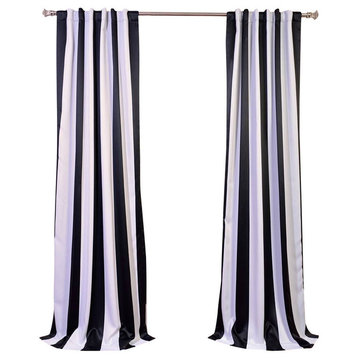 Awning Black & White Stripe Blackout Curtain, Set Of 2, 50"x84"