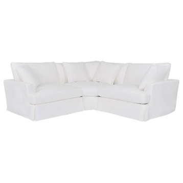 Armen Living Ciara 3-Piece Upholstered Polyurethane Sectional Sofa in Pearl