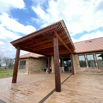 Cedar pergola and composite deck with lighting