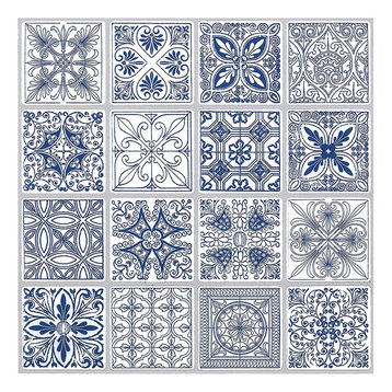 Portuguese Blue Peel and Stick Tile, 10 Pack