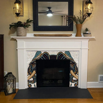 Elephant Mosaic Fireplace