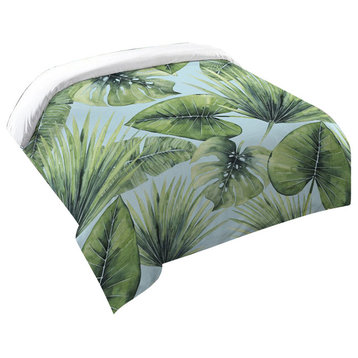 Laural Home Tropical Palm Tree Leaves Duvet Cover, Queen