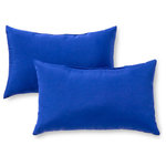 Greendale Home Fashions - Rectangle Outdoor Accent Pillows, Set of 2, Marine Blue - Add a stylish and contemporary accent to your outdoor furniture with this set of two Greendale Home Fashions 19 x 12 inch rectangle accent pillows. Each pillow is overstuffed for added comfort, strength and durability, with a soft polyester fill, made from 100% recycled, post-consumer plastic bottles. The exterior shell is made from a 100% polyester UV-resistant outdoor fabric as well as water, stain, and mildew resistant. A variety of colors and prints are available to enhance your outdoor decor.