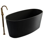 WETSTYLE - Ove 59.25" x 30” Freestanding Soaking Solid Surface Bathtub, Matte Black - This sensual free-standing bathtub with a smaller footprint features elegant curves, deep and spacious bathing well, and a center offset drain. Stylish and graceful, sturdy yet expertly crafted, the soaker is luxurious and functional for the more space-conscious bathroom and wet room.