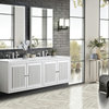 Athens 72" Double Vanity, Glossy White, w/ 3 CM Arctic Fall Solid Surface Top