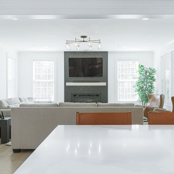 Great Room- Open-Concept Transition and Chevron Fireplace