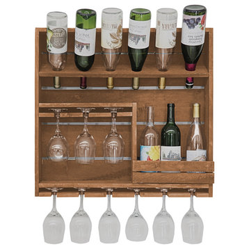 Farmhouse 9-Bottle Wine Shelf, Modern Walnut