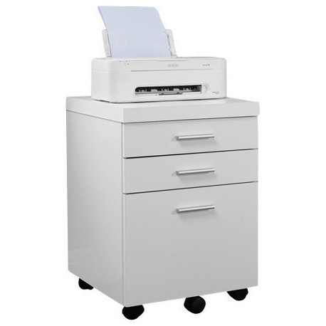File Cabinet, Rolling Mobile, Printer Stand, Office, Work, Laminate, White
