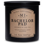 MVP Group International Inc. - Manly Indulgence Bachelor Pad Scented Jar Candle, Classic, 16.5 oz - Bold, masculine fragrance for the modern man.Bachelor Pad is a fresh blend of masculine fragrance, combined with a hint of sweet geranium to create a smooth, harmonious aroma.A spirited blend of floral, oakmoss and citrus calls to mind a down to earth, approachable man. Sweet florals combine with earthier notes for a unique balance of fragrance.The Classic Collection by Manly Indulgence combines bold masculine fragrance with florals, herbs, and fruits to make a truly dynamic fragrance experience. Raw, fresh fragrance combines with playful personas to represent your own personal style. Classically styled matte black jars with black lids compliment these compelling fragrances.