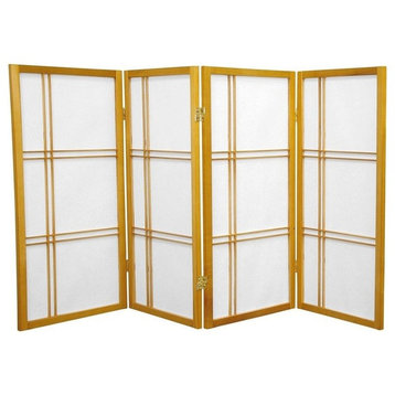 3' Tall Double Cross Shoji Screen, Honey, 4 Panels