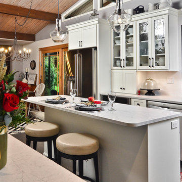 Transitional kitchen meets mid century features