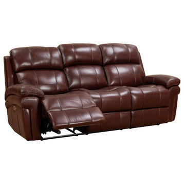 Reclining Sofa With Power Headrest 3 Seater Dual Recline Usb Ports Brown