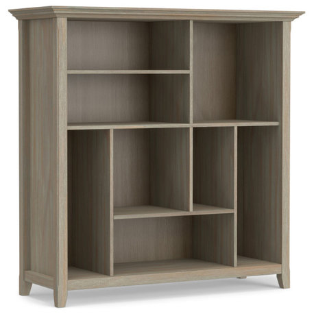 Amherst Solid Wood Multi Cube Bookcase And Storage Unit, Distressed Grey