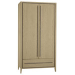Bentley Designs - Rimini Aged Oak and Weathered Oak Double Wardrobe - Rimini Aged & Weathered Oak Double Wardrobe is finished in a striking combination of aged oak and contrasting weathered oak. It is the refined details that set this range apart, such as geometrical spindles set in a bevelled and tapering frame, striking drawer recesses, and dovetail handles.