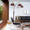 Natural Mica 3 Light Arc Floor Lamp - 86", Espresso Wood, Dimmer Switch, X-base