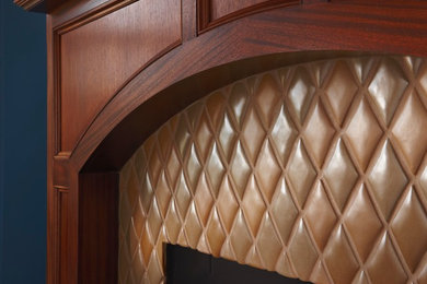 Inspiration for a craftsman formal dark wood floor living room remodel in Detroit with a standard fireplace and a tile fireplace