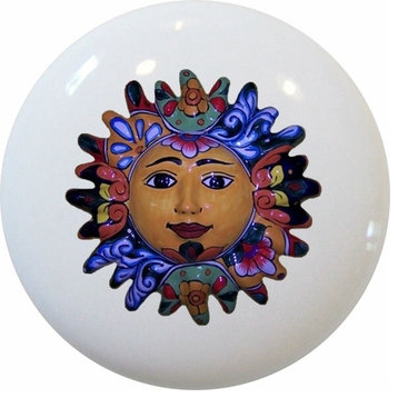 Talavera Sun Ceramic Cabinet Drawer Knob