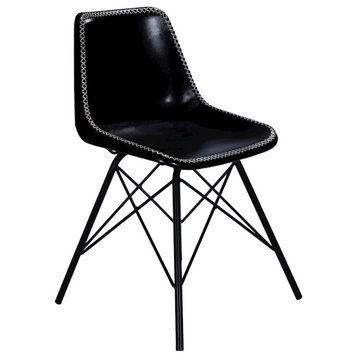 Butler Inland Side Chair, Black Leather